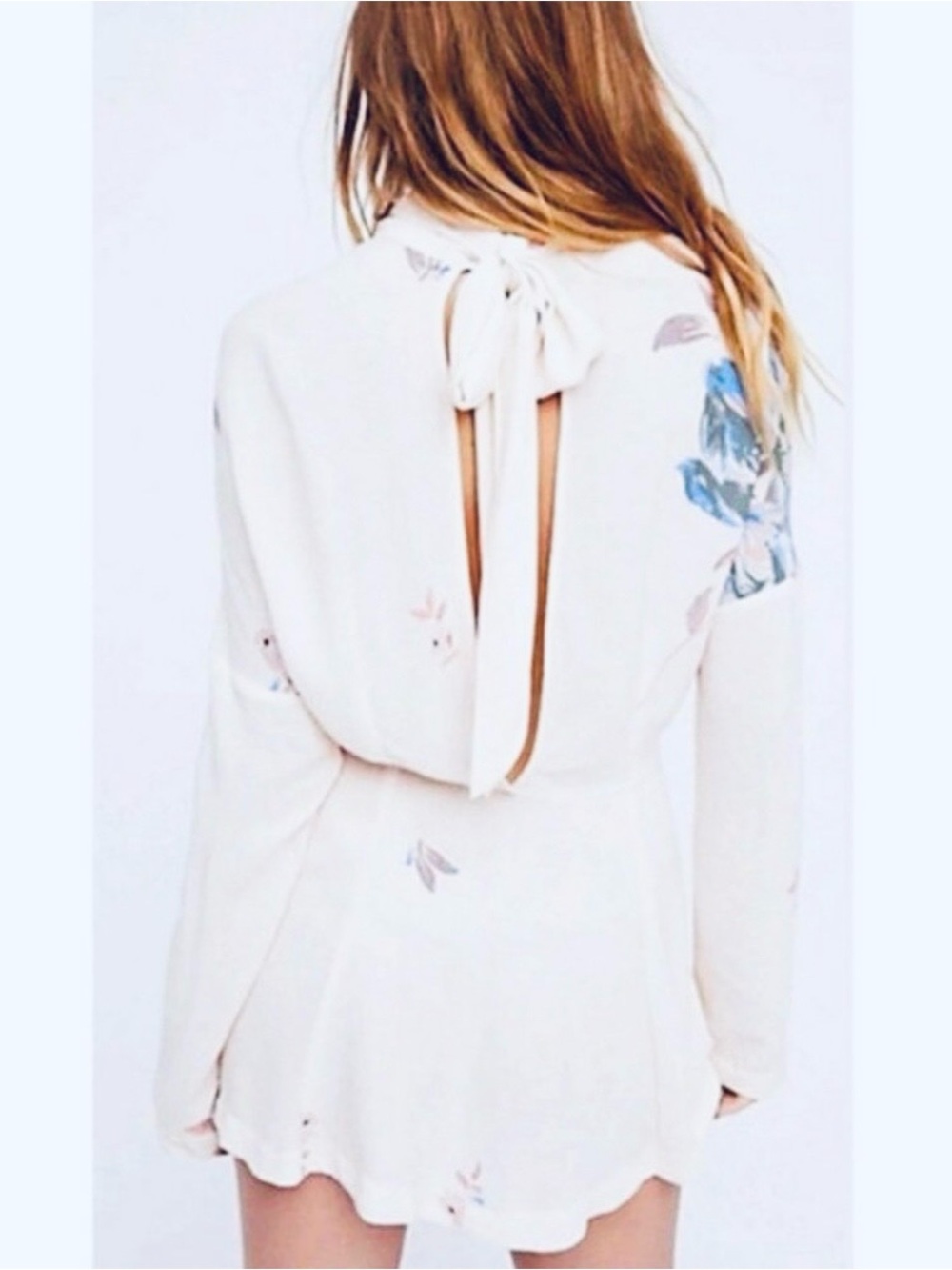 Free People Gemma Floral Tunic with Tie Neck & Open Back - XS, New